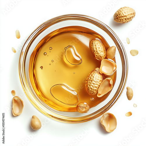 Peanut Oil on White Background	