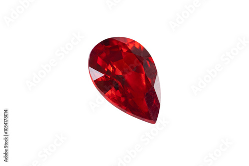 Red Ruby gemstone Round Cut isolate on white background, close u photo