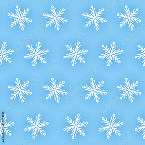 Paper snowflakes on blue background, winter seamless pattern