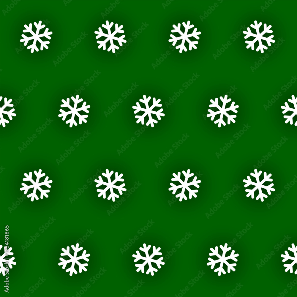 Snowflakes in a checkerboard pattern on a green background Snowflakes in a checkerboard pattern on a green background