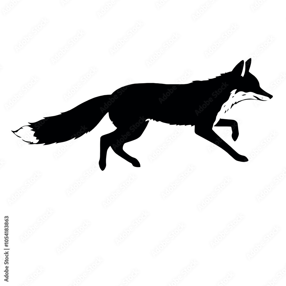 Obraz premium a fox running on the white background, vector art illustration, flat style
