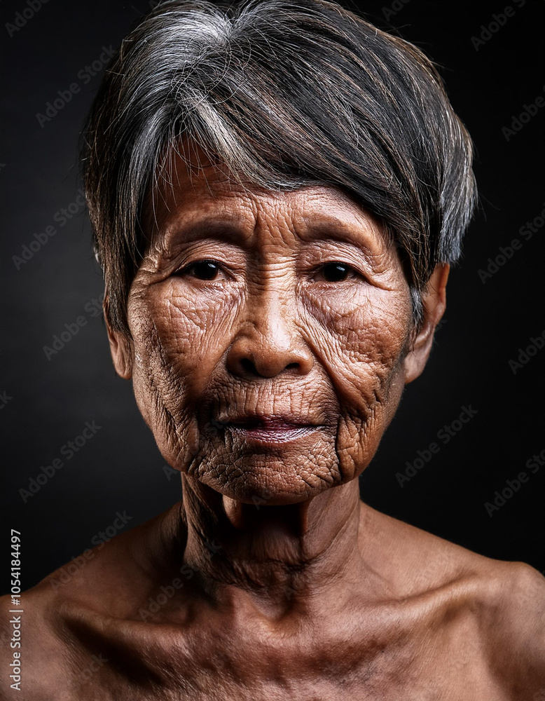 Emotional Portrait of Old Retired Woman Face Emotional Portrait of Old Retired Woman Face