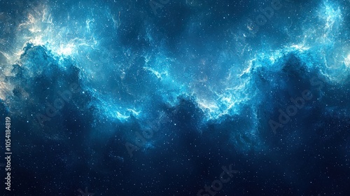 A Blue Nebula with White Stars