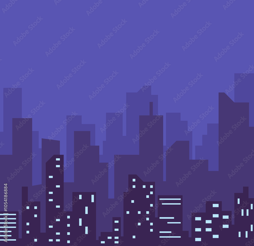 Fototapeta premium Winter City skyline illustration. Landscape. Backdrop of city streets and houses. Winter day Modern vector illustration isolated