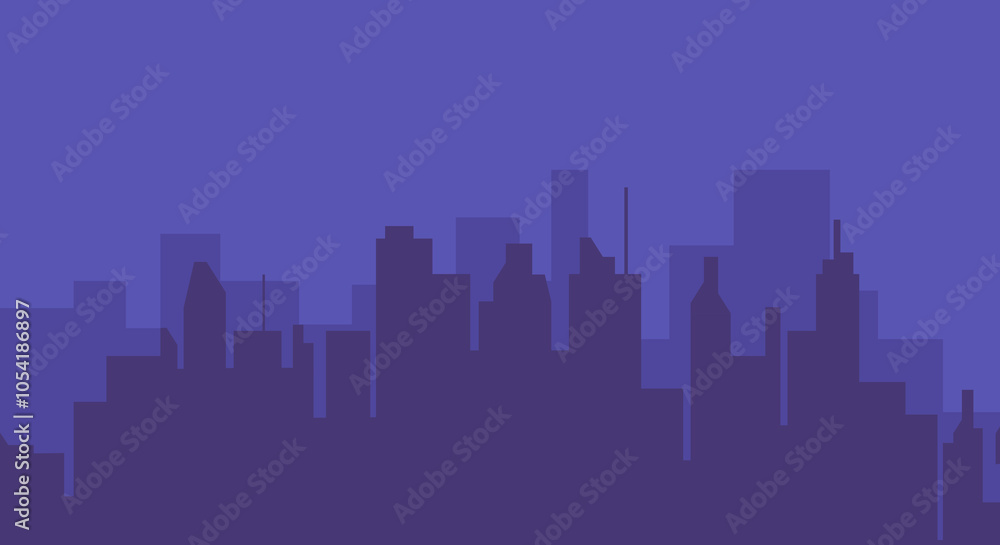 Fototapeta premium Winter City skyline illustration. Landscape. Backdrop of city streets and houses. Winter day Modern vector illustration isolated