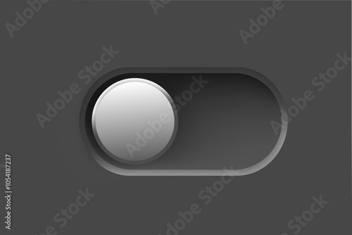 Black interface toggle button. On Off switch. 3d vector element idolated on white background