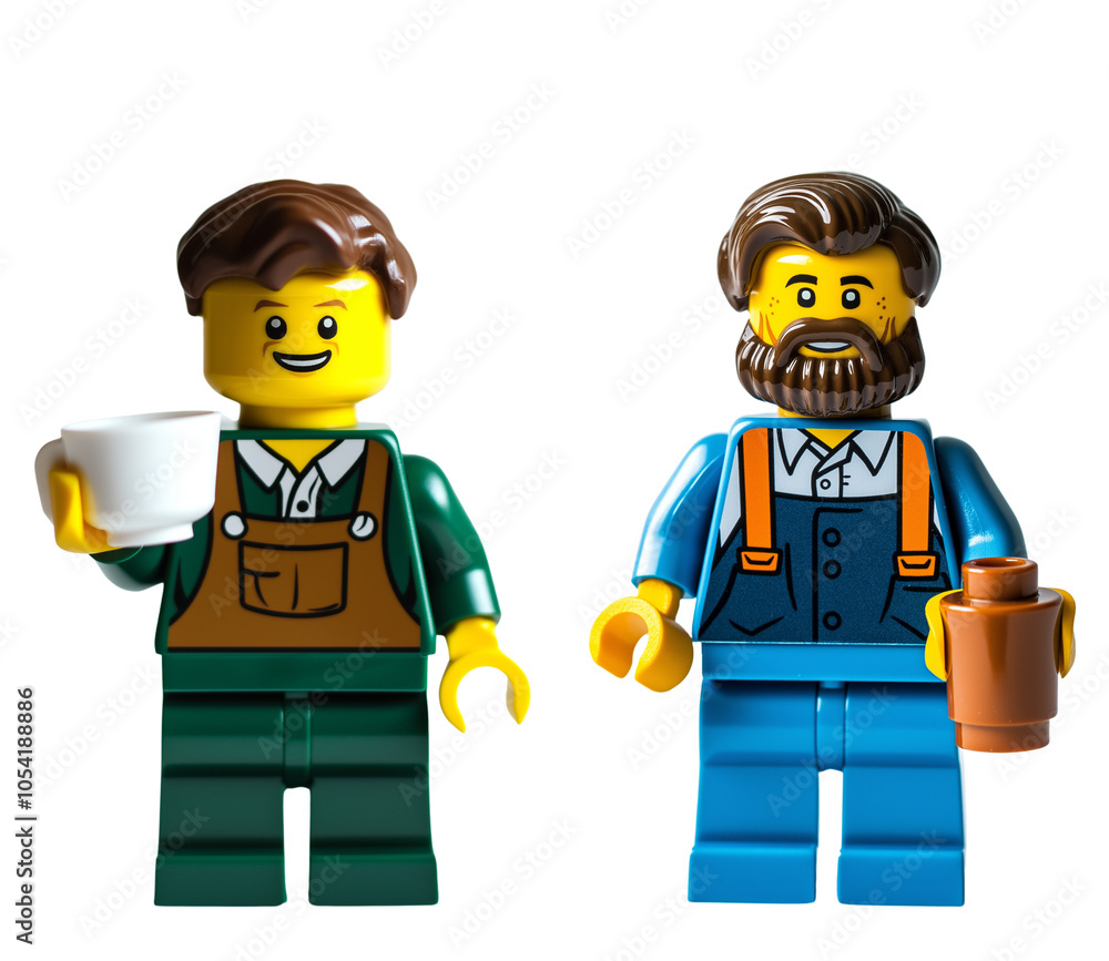 Naklejka premium Set of 2 lego figures. Barist, coffee master