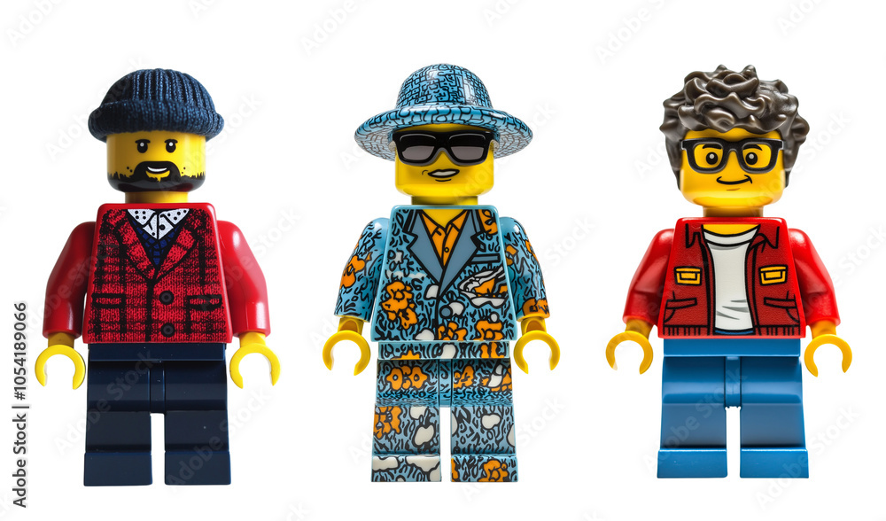 Naklejka premium Set of 3 lego figures. Fashion designer