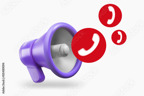 loudspeaker with cellphone icon. 3d vector illustration