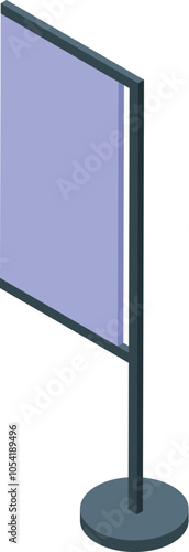 Purple blank advertising flag showing space for promotion in isometric view