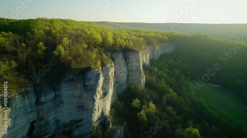 Wooded Hills and Limestone Features near Mammoth Cave, Kentucky photo