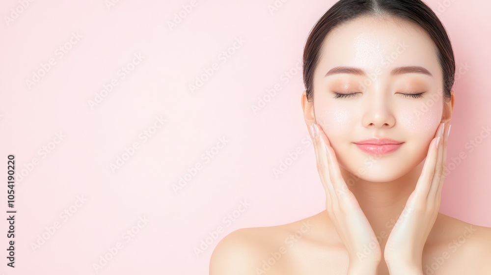 Naklejka premium Charming Asian Woman Portrait with Serene Expression