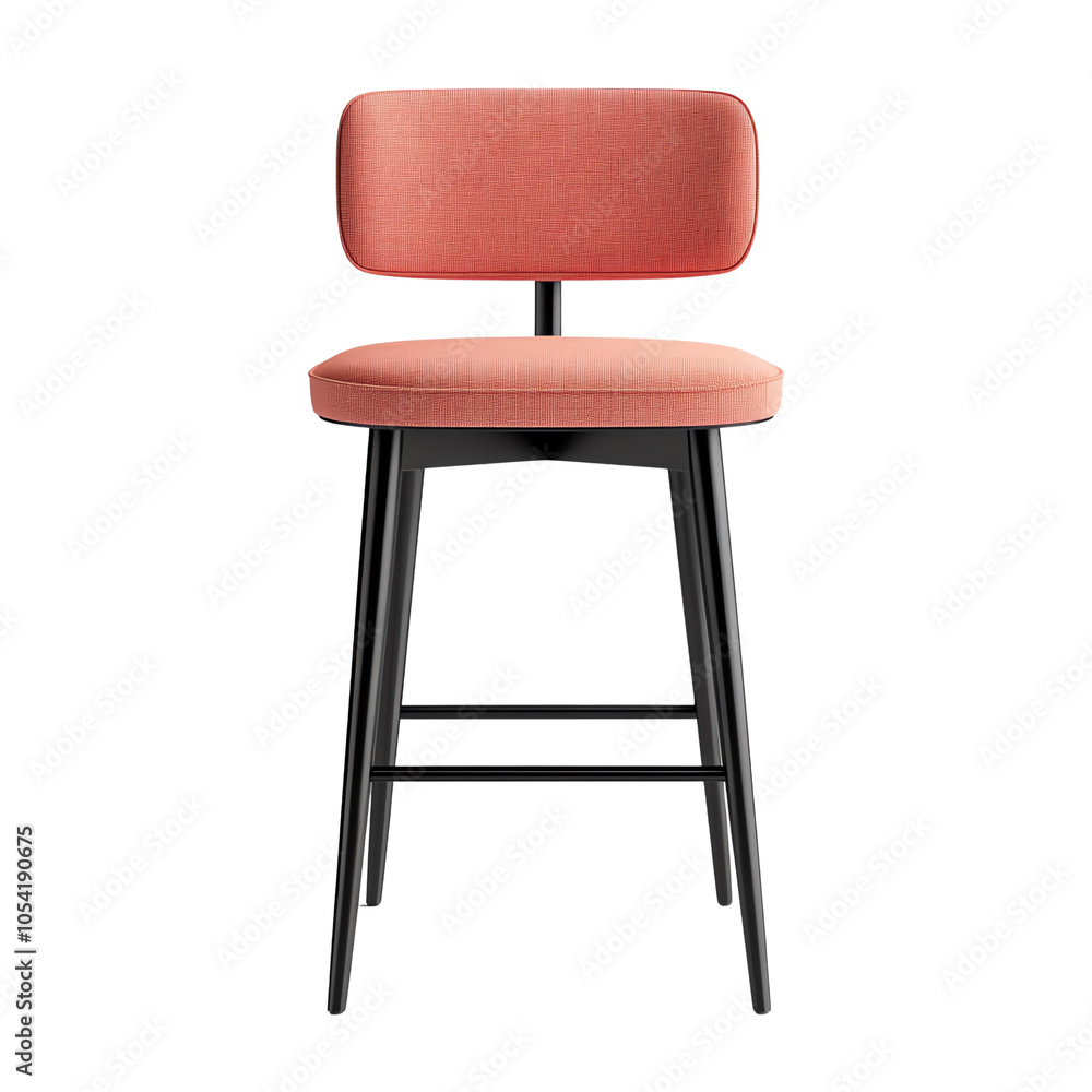 Contemporary red bar stool with black metal legs, perfect for modern interiors. Elegant design, ideal for kitchens and dining areas. Contemporary red bar stool with black metal legs, perfect for modern interiors. Elegant design, ideal for kitchens and dining areas.