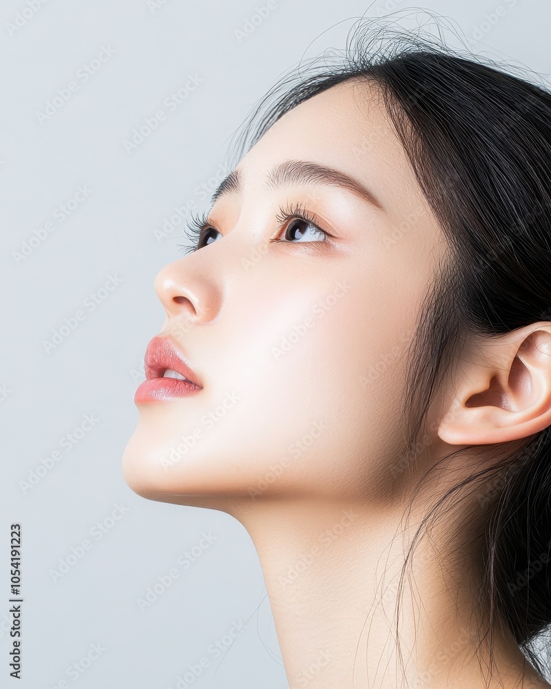 Fototapeta premium Elegant Side Profile of Asian Model Woman