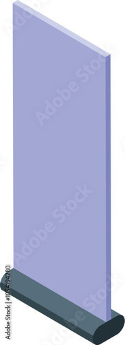 Empty roll up banner with purple surface ready for customization, perfect for presentations, marketing, and events