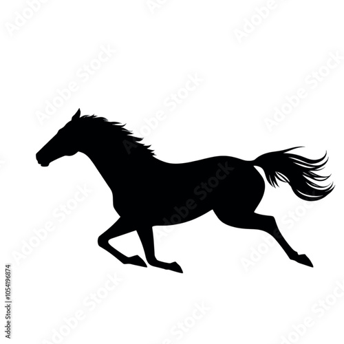 a racing horse are run super speed minimalist and simple vector silhouette, black color silhouette