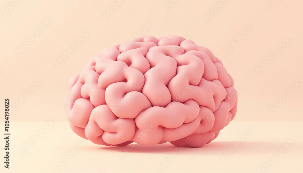 3D Illustration of a Brain, Soft Pink Colors, Creativity and Intelligence Symbol 3D Illustration of a Brain, Soft Pink Colors, Creativity and Intelligence Symbol