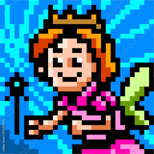 Fairy godmother in pixel art vector