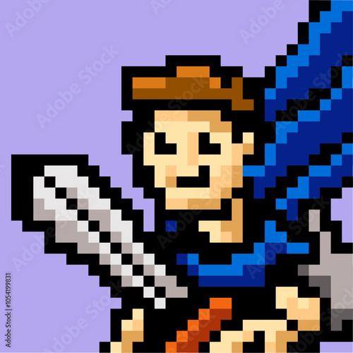 Cute knight in pixel art vector