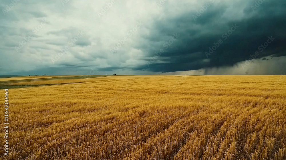 Obraz premium Golden Wheat Fields and Rolling Plains in Kansas, Vast and Open Landscape