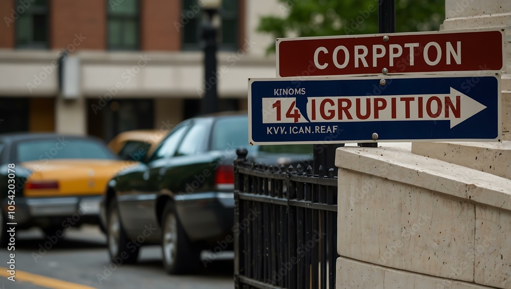 Obraz premium K Street NW and 14th St NW signs in Washington, DC, symbolizing corruption.