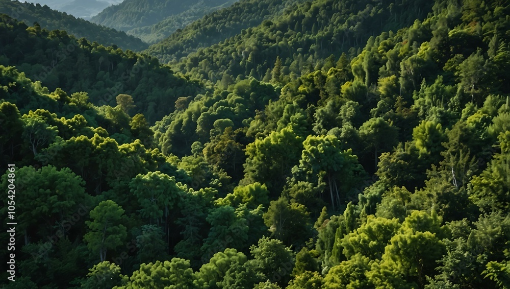 Obraz premium Lush green forest with blue skies and bright scenery