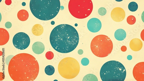 Colorful circles in various sizes against a light background create a playful, abstract design.