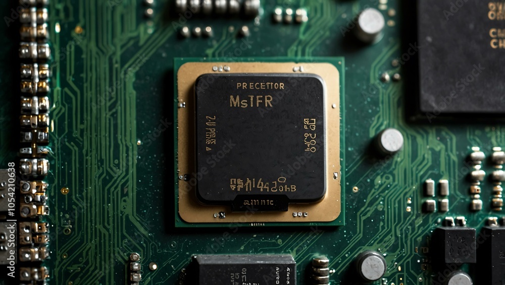 Fototapeta premium Processor chip placed on a motherboard