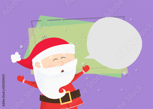 Christmas flyer design. Santa Claus character with speech bubble for your text. Vector can be used for greeting cards, banners, posters and brochures