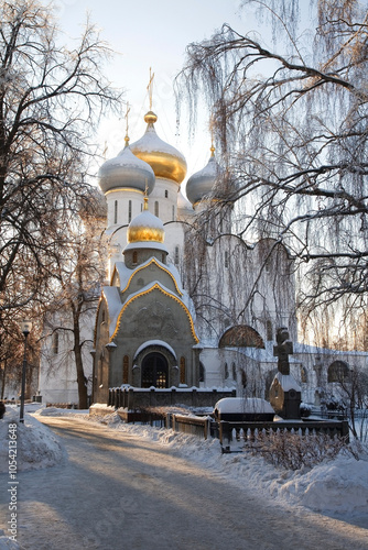 Novodevichy Monastery. Cathedral in honor of the Smolensk Icon of the Mother of God. Moscow, Russia photo