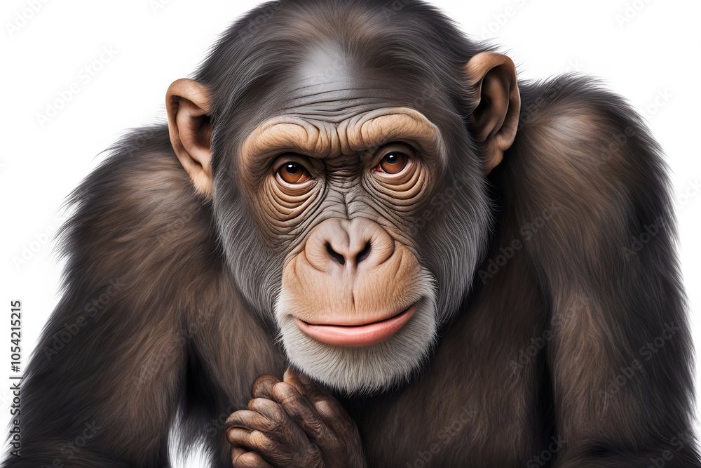 Chimpanzee on white background, AI Generated Chimpanzee on white background, AI Generated