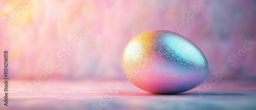 Egg on pink background. Easter concept.	
