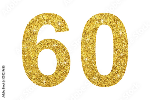 Glitter sixty on transparent background