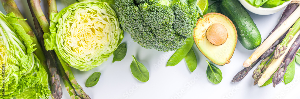 Obraz premium Set of fresh green vegetables