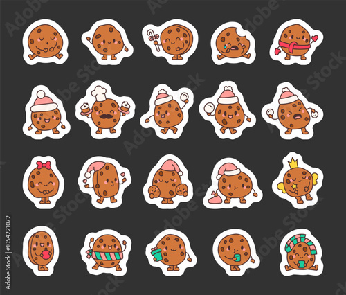 Christmas cookie characters bundle for winter holiday illustrations and festive cartoon elements