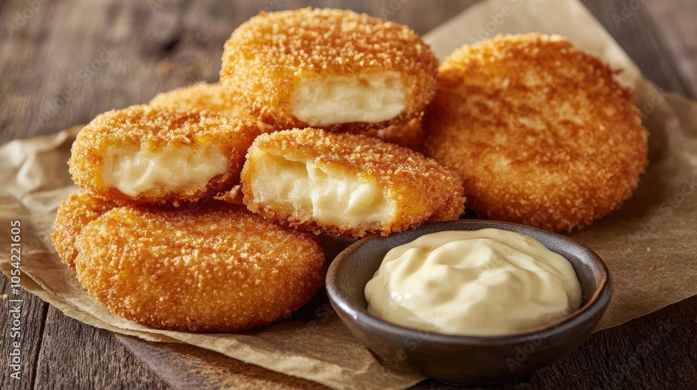 Crispy Coated Snack with Creamy Dipping Sauce Crispy Coated Snack with Creamy Dipping Sauce