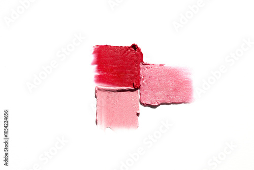 cosmetic smears of lipstick, creamy texture on a white background