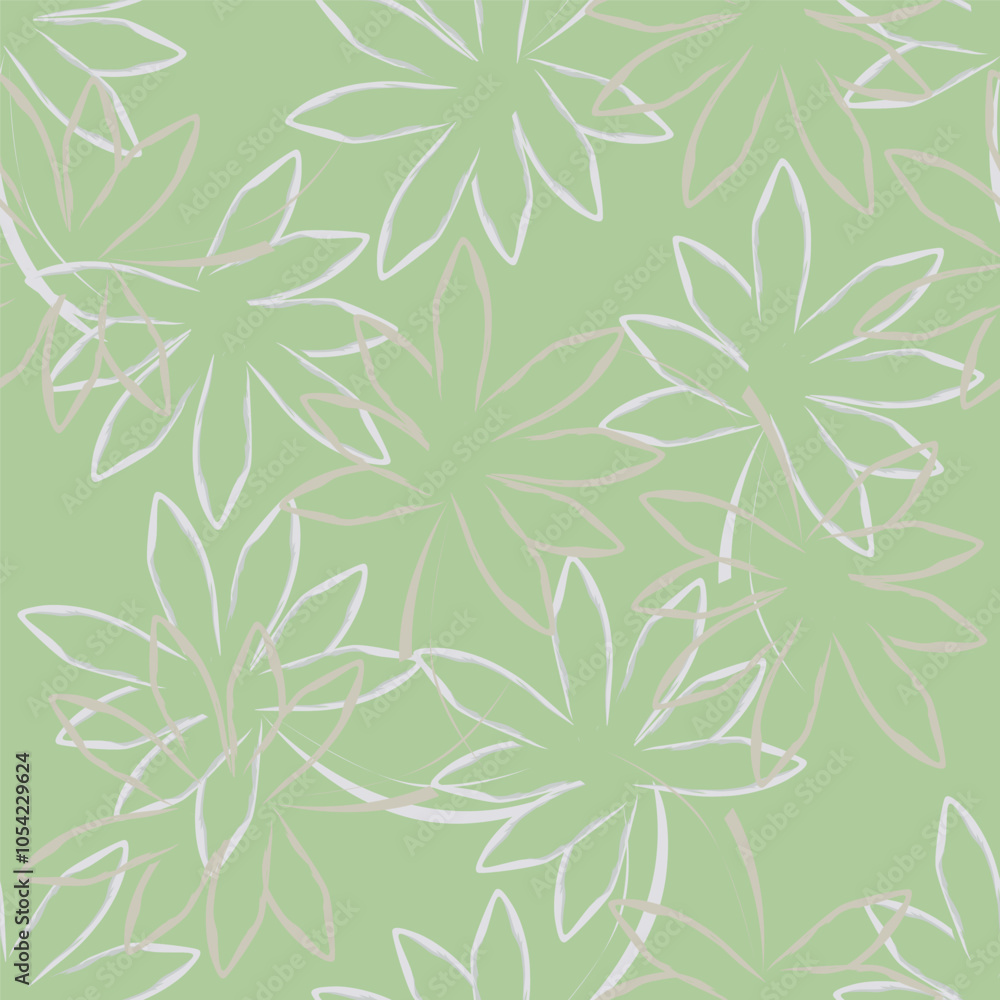 Fototapeta premium Beautiful dark green floral seamless pattern. Vector illustration