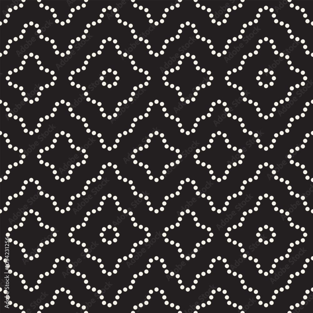 Vector seamless pattern. Repeating geometric elements. Stylish monochrome background design.