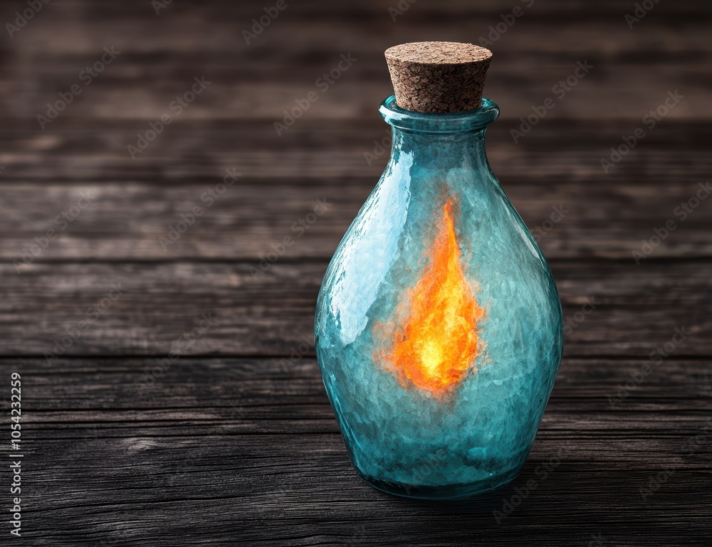 Flickering flame inside a glass bottle Flickering flame inside a glass bottle