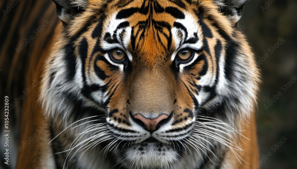 Obraz premium Close-Up Image Of A Majestic Tiger Head Against A Clean White Background, Perfect For Wildlife Art And Decorative Purposes.