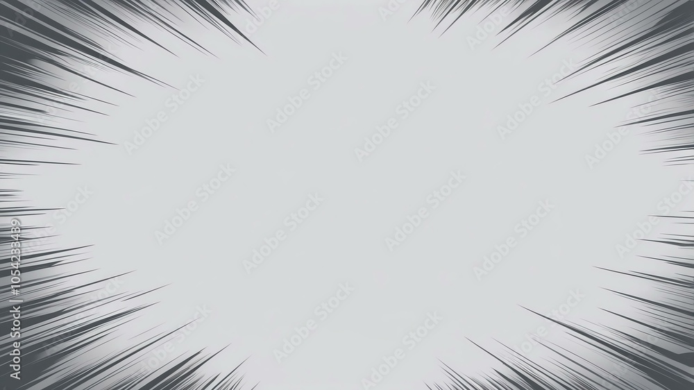 Fototapeta premium gray backdrop with anime manga speed lines border frame