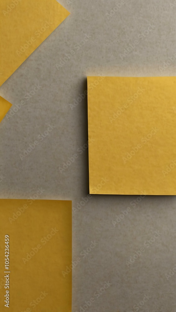 Fototapeta premium Bright yellow square paper on a clean surface, cutout - stock PNG.