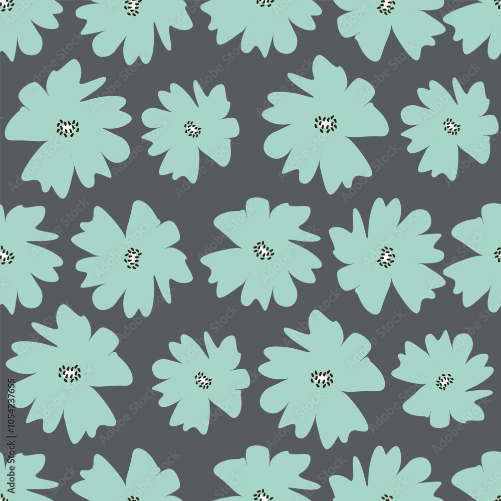 Obraz premium Beautiful dark green floral seamless pattern. Vector illustration