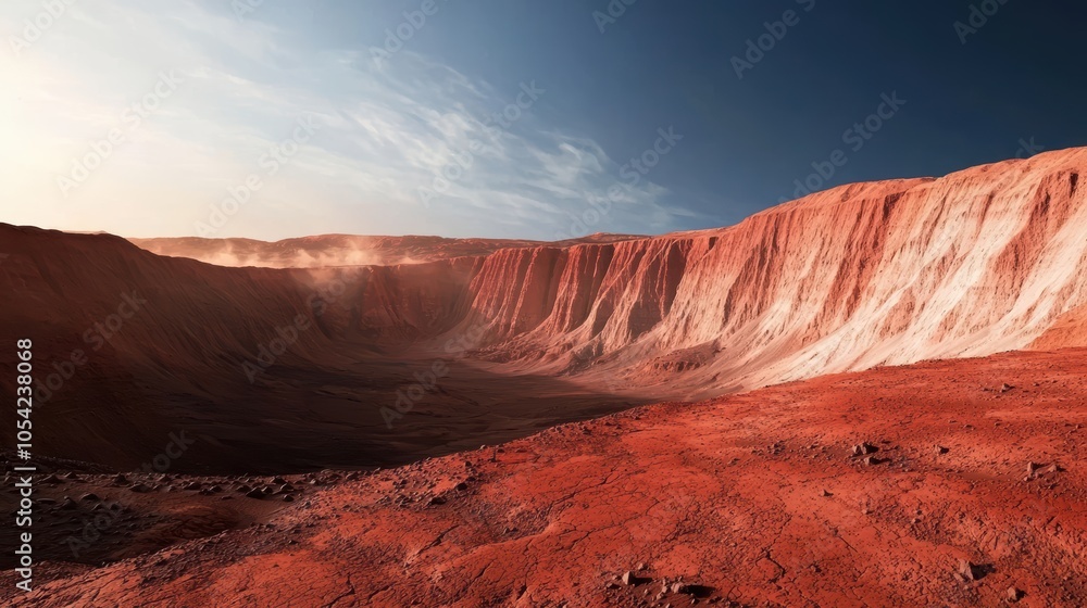 Fototapeta premium Dramatic desert landscape with red rock formations
