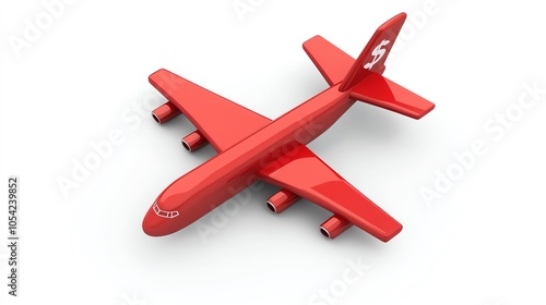 Red airplane, white isolate background photo