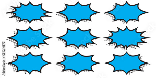 blue speech bubble sign set collection for your website, ui, app, comic book