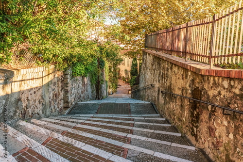 Cannes, France, old town. Descent from the Le Suquet hill. photo