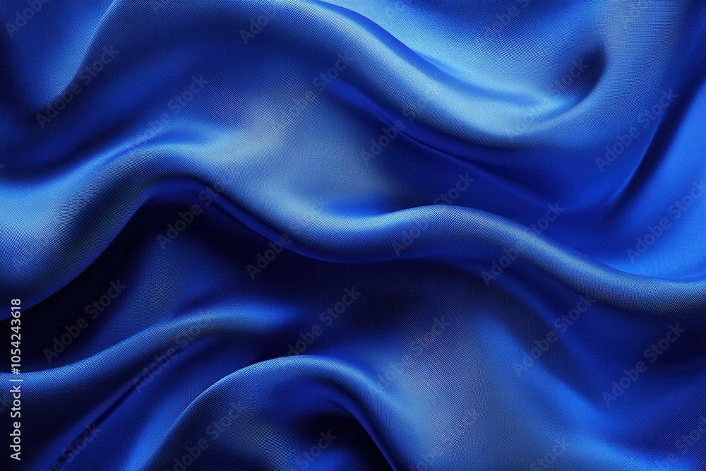 Fototapeta premium Smooth blue fabric on a dark blue background