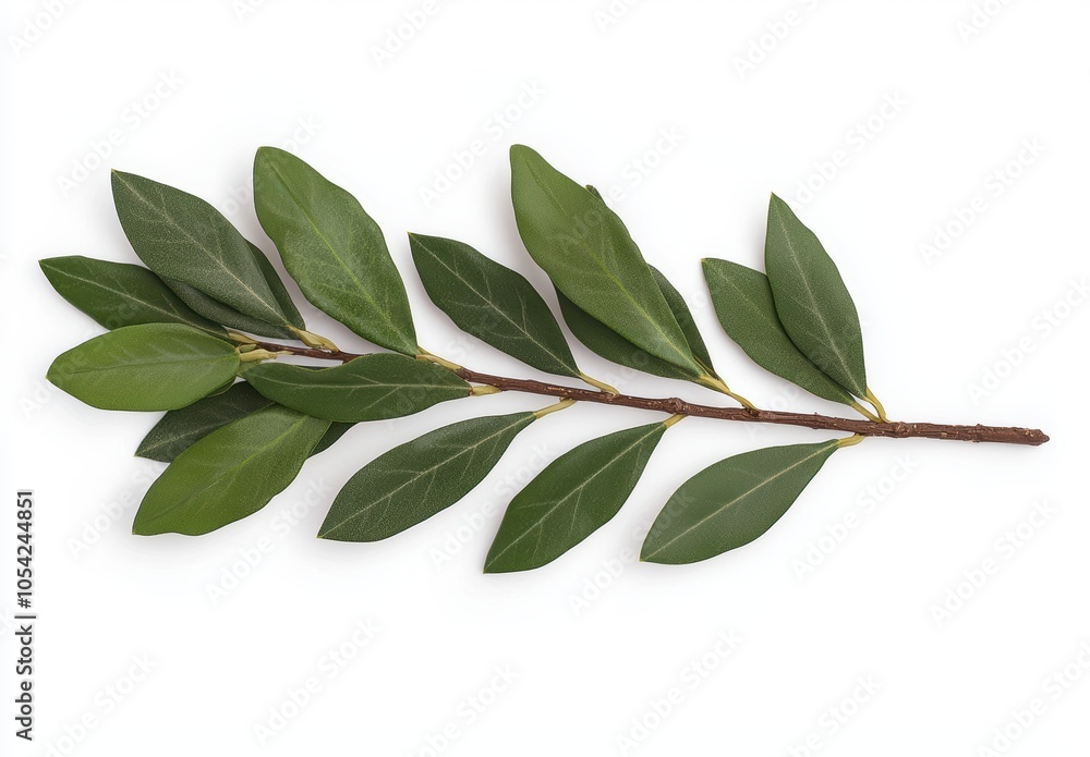 Obraz premium fresh bay leaves on white background